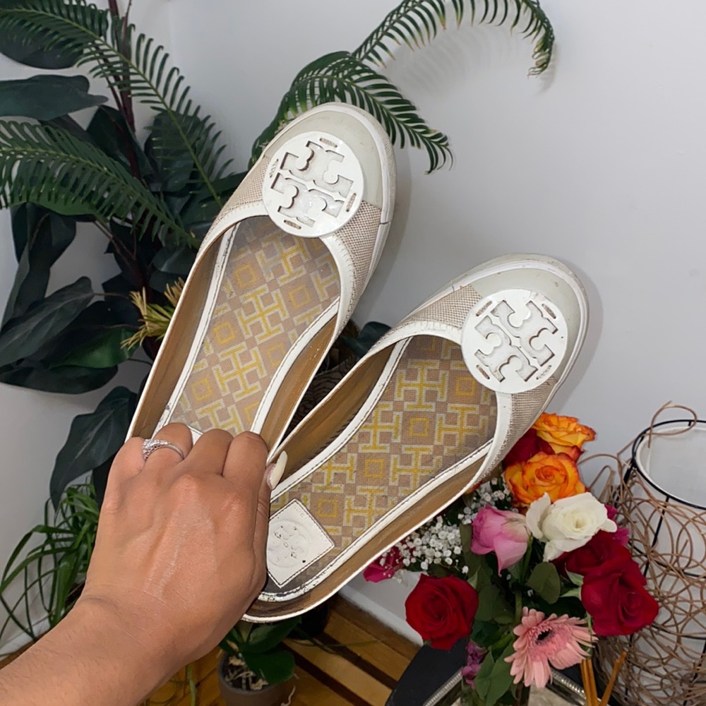 Tory Burch White Flats